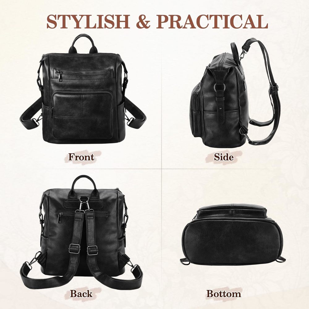 Backpack Purse, Vegan Fashion Leather Medium Convertible Ladies XD - Picture 6 of 7